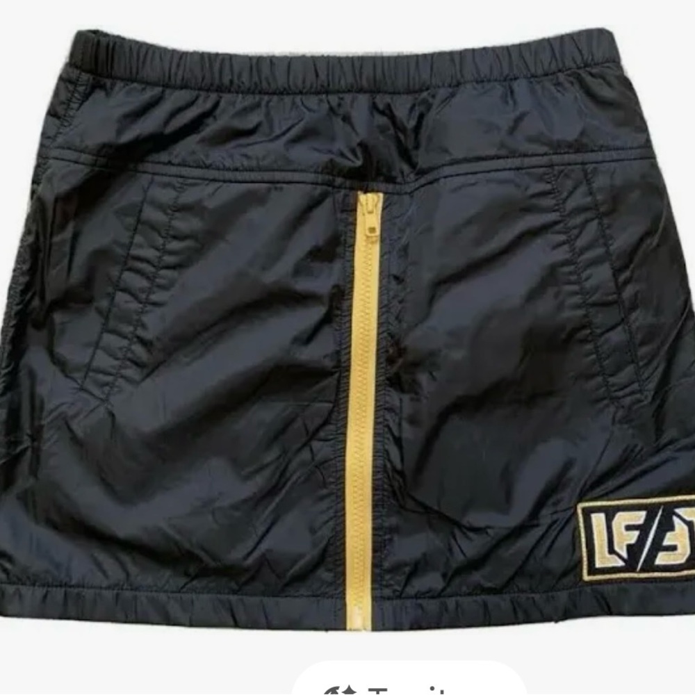 ⚫️ LF Black nylon mini skirtwith Gold and White/yellow Logo.